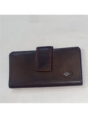 Brown Leather Snap Wallet Genuine Leather